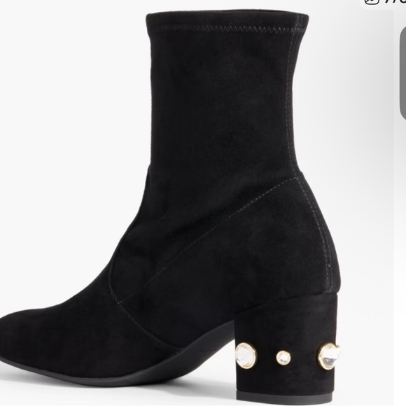 Stuart Weitzman Black Ankle Boots with Gold Studs